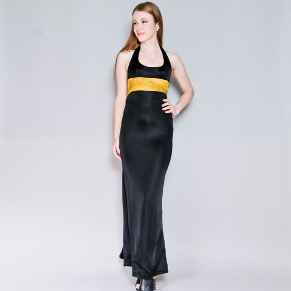 157. ATELIER VERSACE Vintage Black & Yellow Beaded Dress F/W Couture 96 97 - Picture 1 of 16